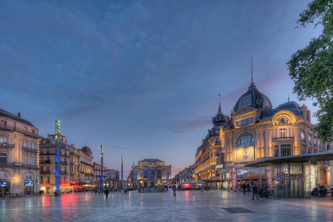 Place de la Comedie, opera, Montpellier, Herault, Languedoc-Roussillon, France