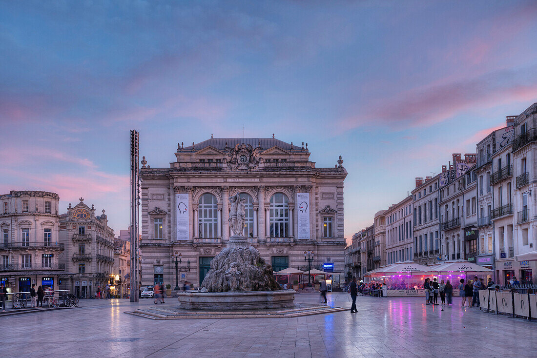 Place de la Comedie, Oper, Montpellier, Herault, Languedoc-Roussillon, Frankreich