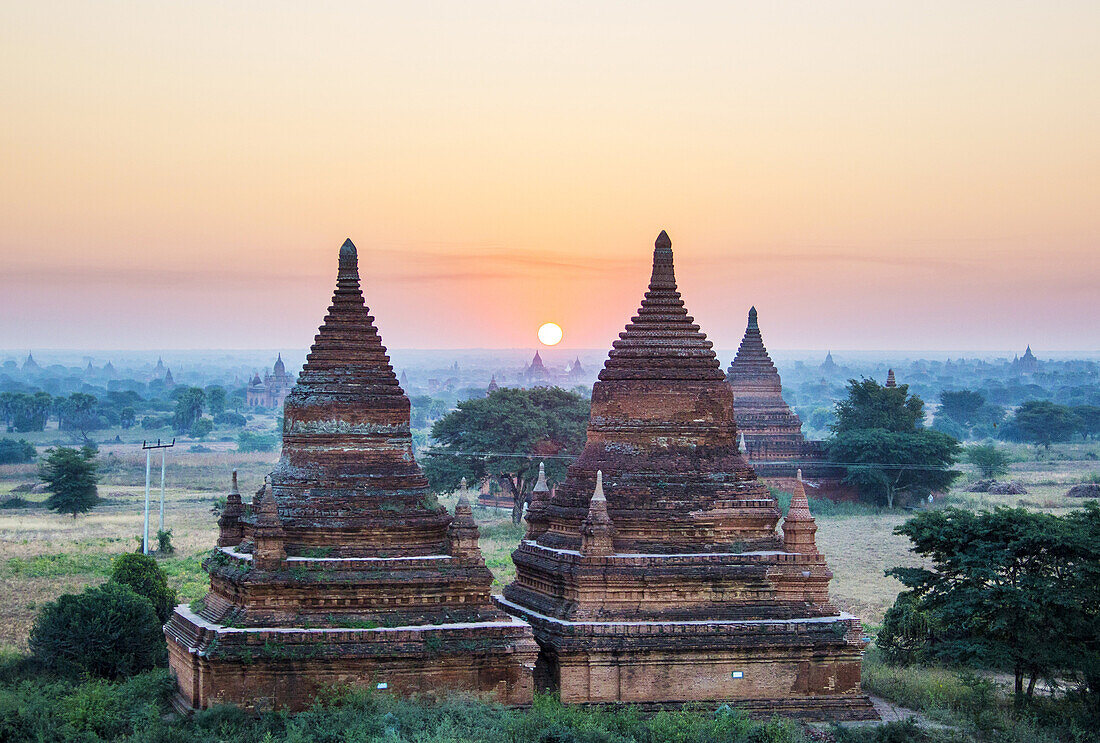 Myanmar , Mandalay Province ,Bagan City ,sunrise.