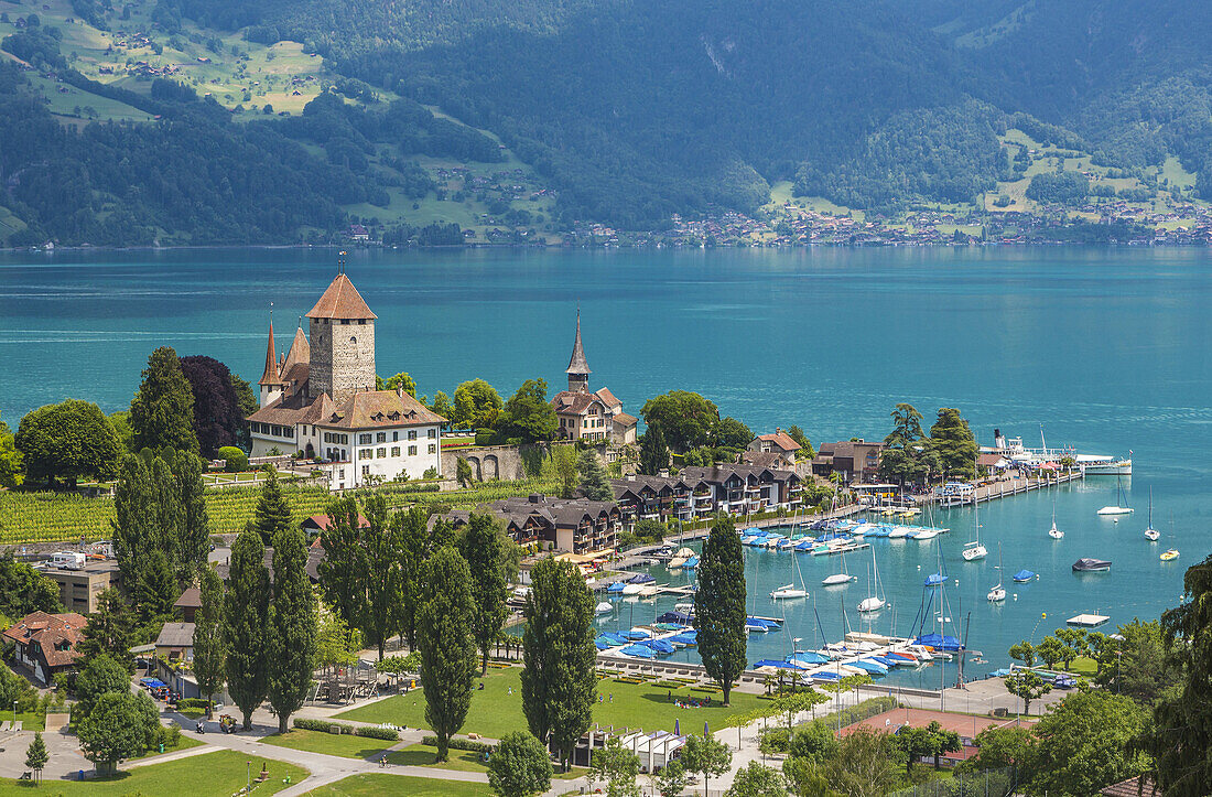 Switzerland, Spiez City, Thun Lake.