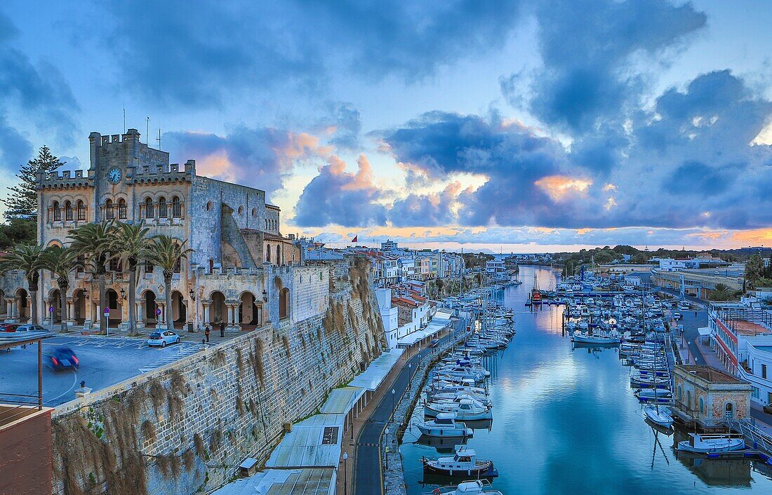 Spain, Balearic Islands, Menorca Island,Ciutadella City, Ciutadella Port, City Hall Bldg.