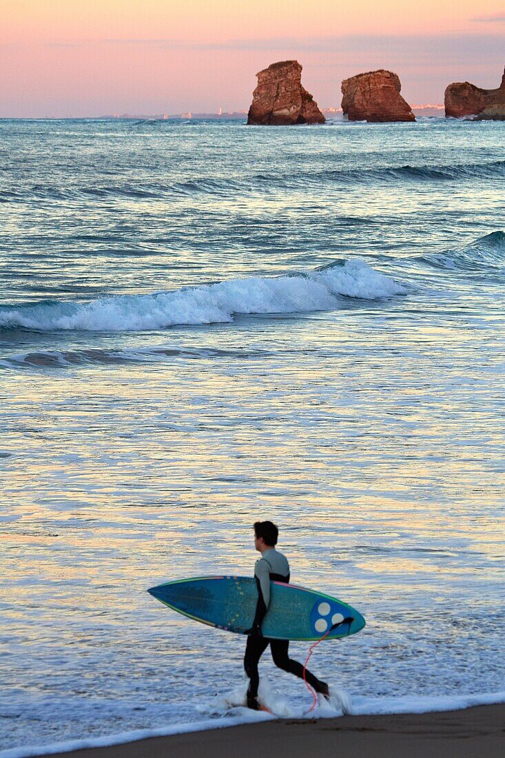 Surf. Beach. Hendaye. Aquitaine. Pyrenees Atlantiques. France.