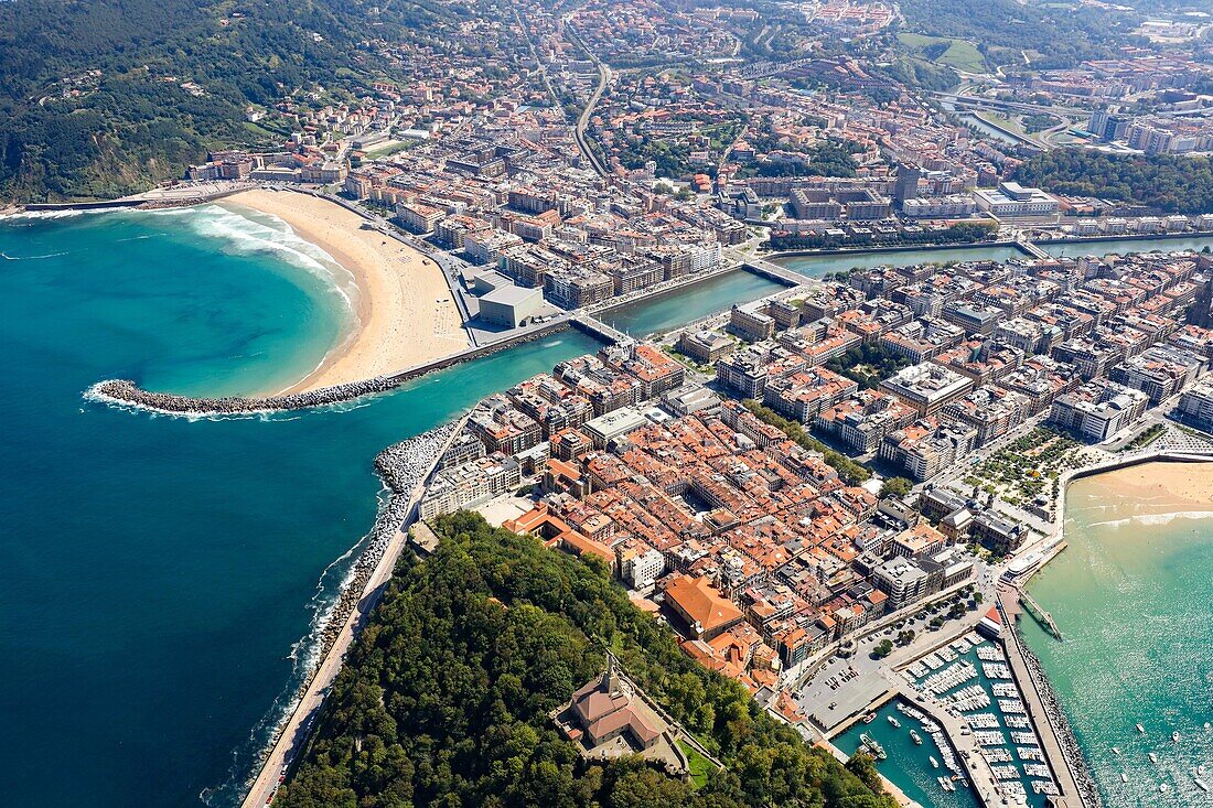 Luftaufnahme. Donostia. San Sebastian. Gipuzkoa. Baskenland. Spanien.