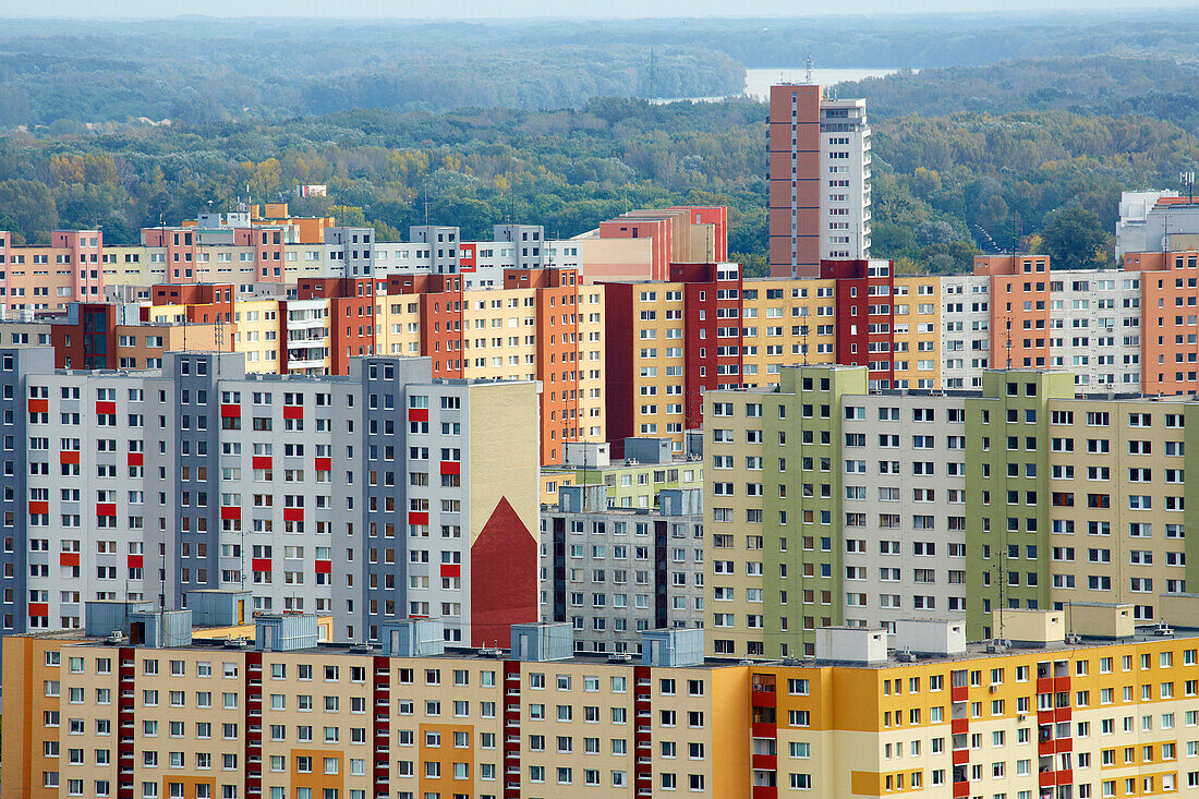 View from the the New Bridge at Petrzalka opposite of Bratislava (Pressburg) , River Danube , Slovakia , Europe