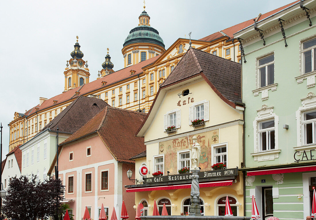 Walk through Melk , Wachau , River Danube , Niederösterreich , Lower Austria , Austria , Europe