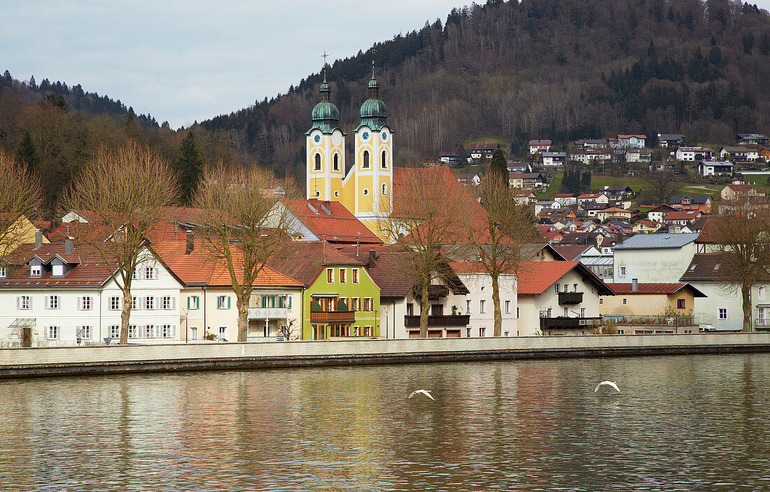 View at Obernzell on the river Danube , Bavaria , Germany , Europe