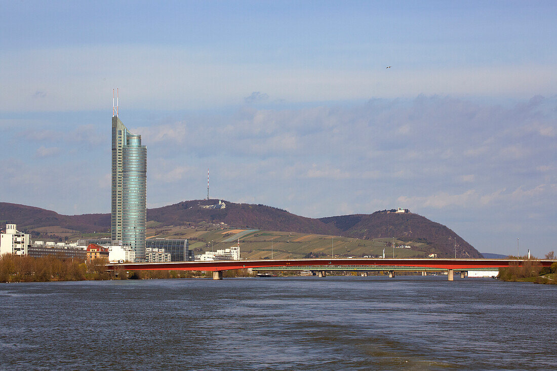 Millennium Tower at Vienna on the river Danube , Austria , Europe