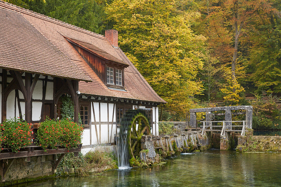 Hammer - mill (forge) at the Blautopf at Blaubeuren , Schwäbische Alb , Baden-Württemberg , Germany , Europe