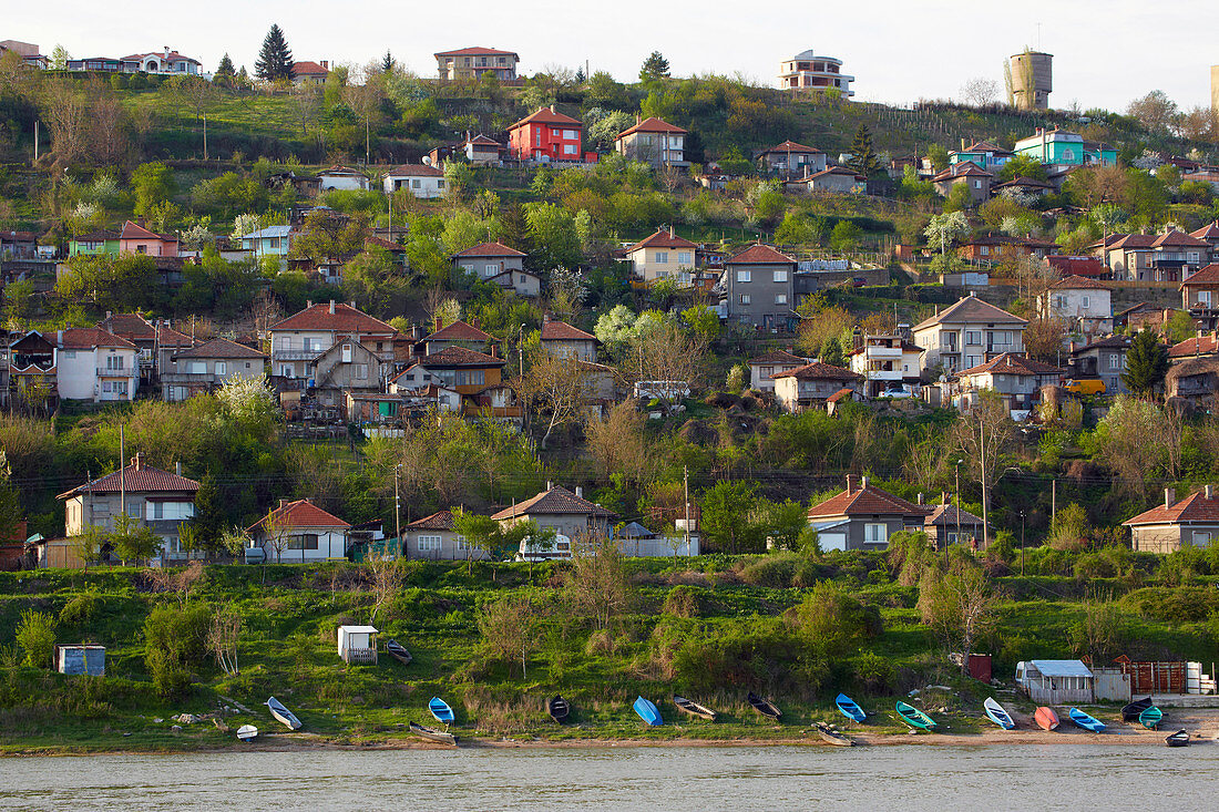 View at the town of Tutrakan in the morning , River Danube , Bulgaria , Europe