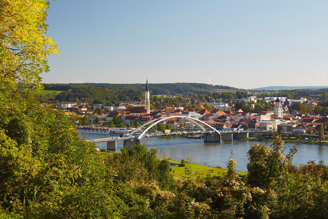 View at Vilshofen on the river Danube , Bavaria , Germany , Europe