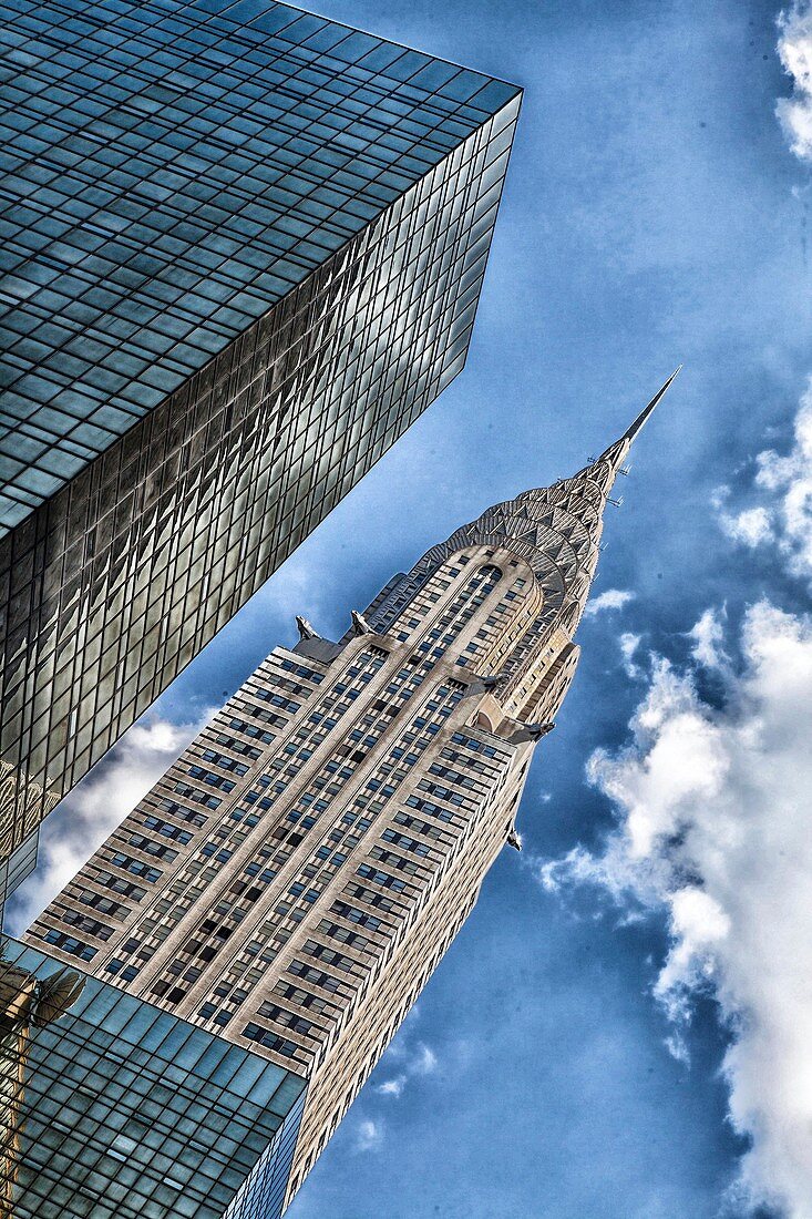 Looking up at the Chrysler Building in Manhattan.