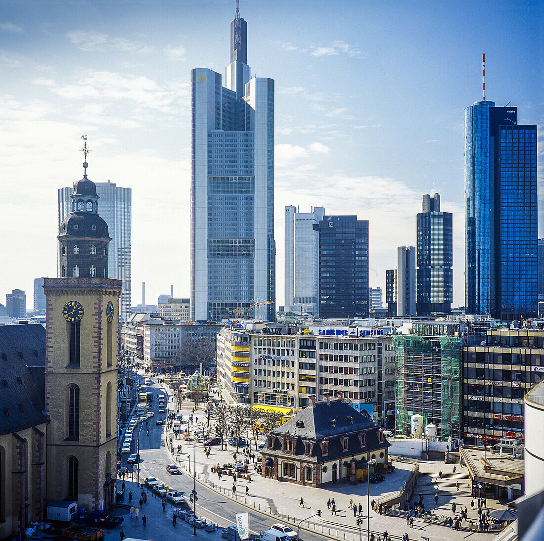 An der Hauptwache square and financial district buildings Frankfurt am Main Hesse Germany.