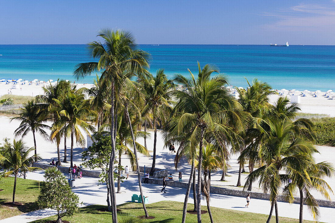 USA, Florida, Miami Beach, elevated view of South Beach.