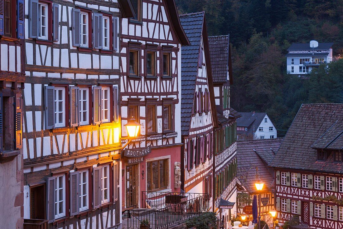 Germany, Baden-Wurttemburg, Black Forest, Schiltach, traditional building details, dawn.