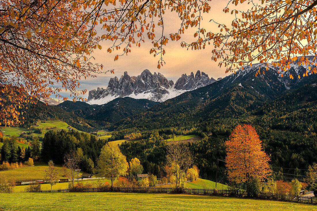 Val di Funes, Trentino Alto Adige, Italy. The Odle and the Funes valley.