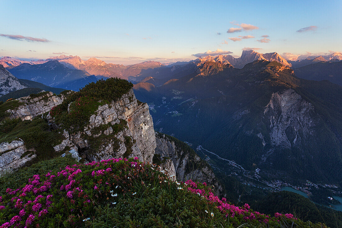 View from Col Rean, Civetta group, Dolomites, Alleghe, Belluno, Veneto, Italy.