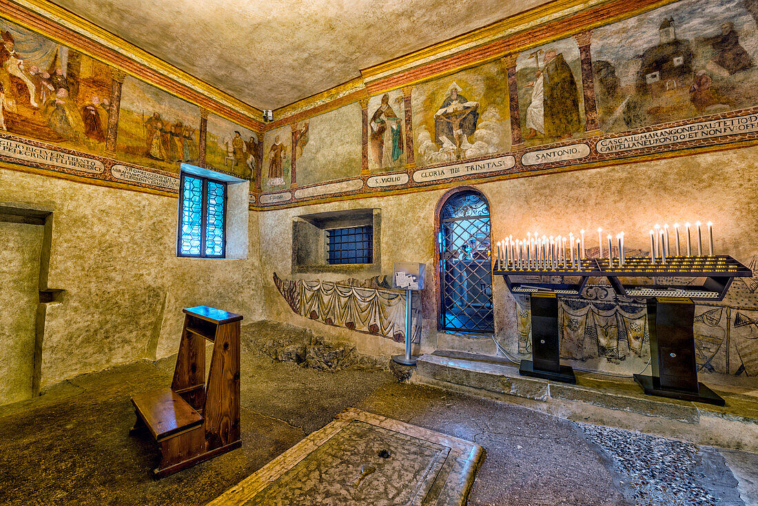 Italy, Trentino Alto Adige, San Romedio Sanctuary in Val di Non.