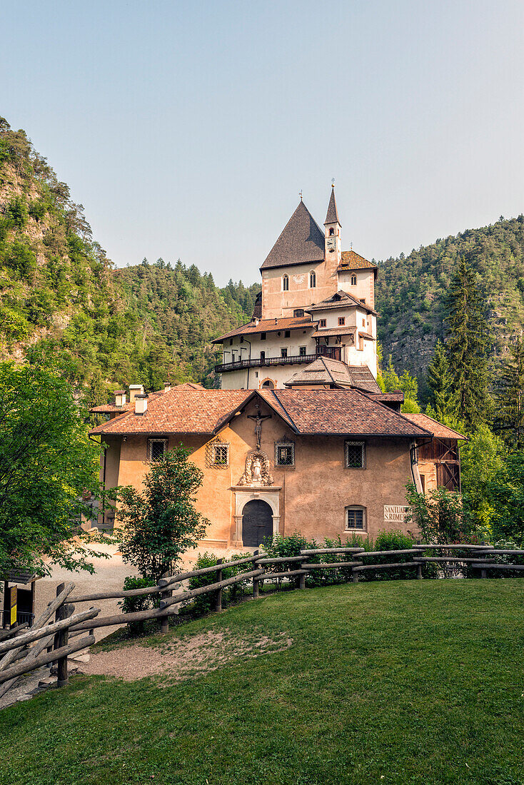 Italy, Trentino Alto Adige, San Romedio Sanctuary in Val di Non.