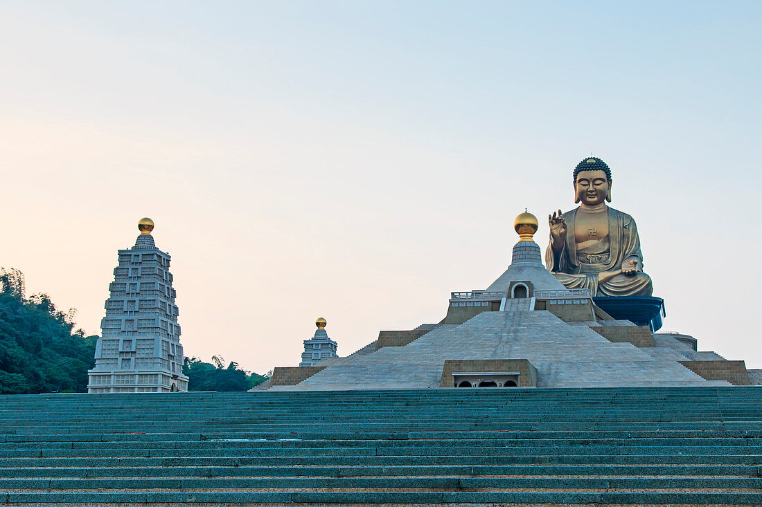 Sunset at Fo Guang Shan buddist temple of Kaohsiung, Taiwan.