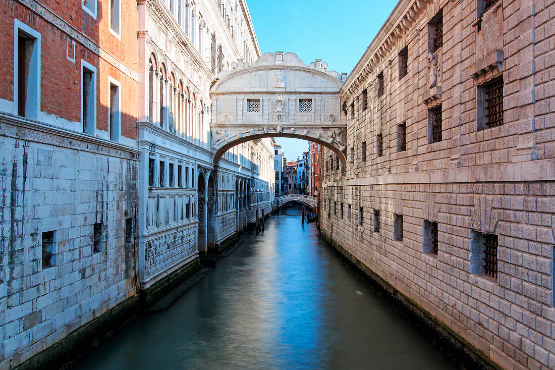 Long exposure picture of the Bridge of Sighs, Venice, Italy