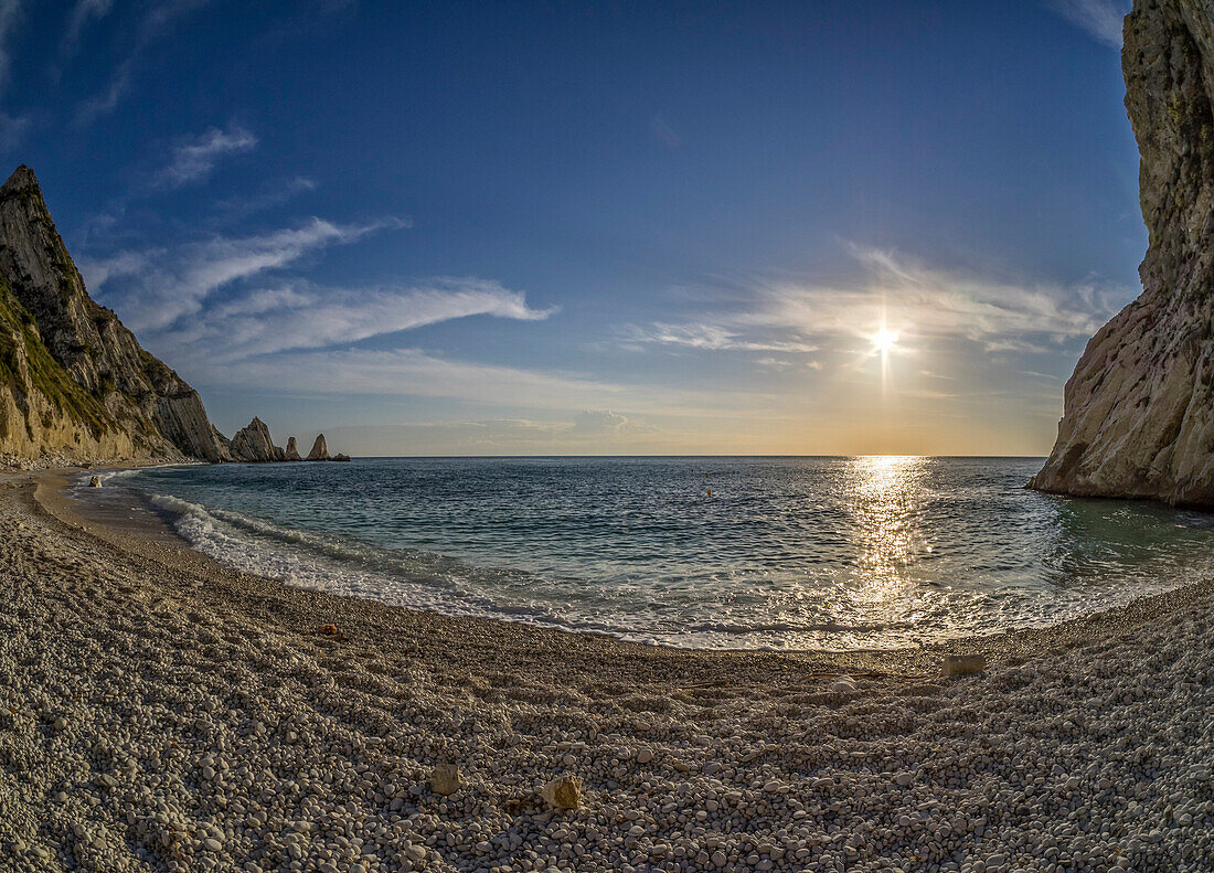 The Two Sisters or Le due sorelle reef, the most famous reef in the Conero National Park, Marche, Italy, Europe