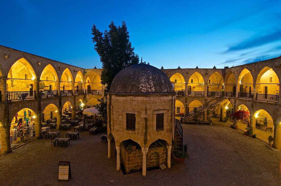 Shops in the arcades of the Büyük Khan, caravansarai,  Lefkosa, Nicosia, North Cyprus