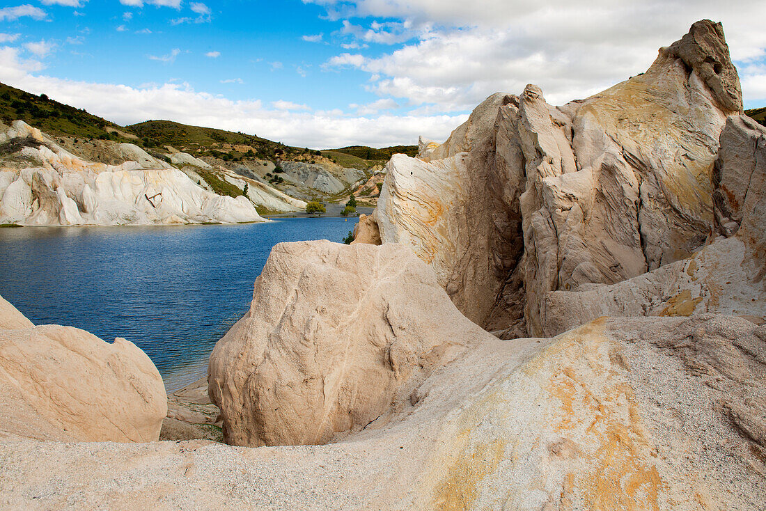 The gold at St, Bathans was mined in an open cut operation, Otago, South Island, New Zealand