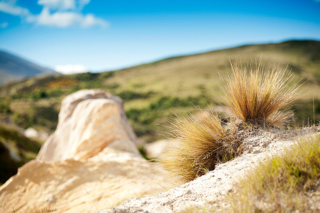 The gold at St, Bathans was mined in an open cut operation, Otago, South Island, New Zealand