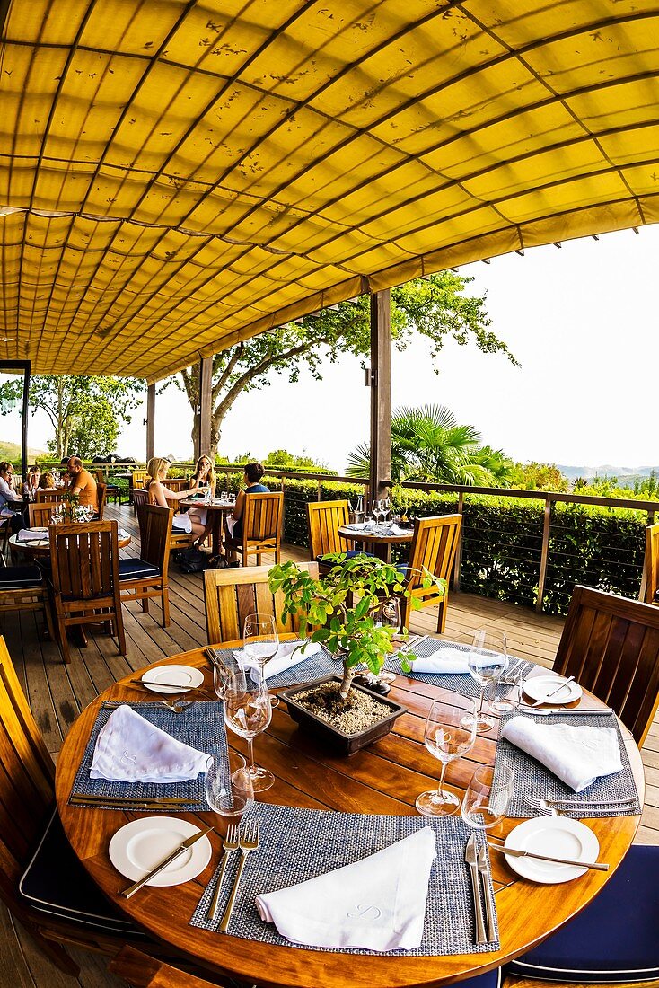Indochine Restaurant, Delaire Graff Wine Estate, atop Helshoogte Pass, near Stellenbosch, Cape Winelands (near Cape Town), South Africa.