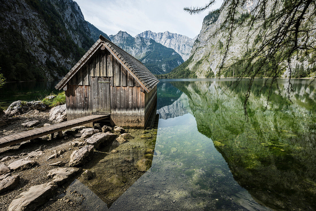 Obersee, Königssee, Berchtesgaden National Park, Berchtesgadener Land district, Upper Bavaria, Bavaria, Germany