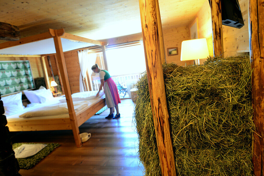 Hay room in the hotel Steiereck, Pogusch over the Muerz valley, Styria, Austria