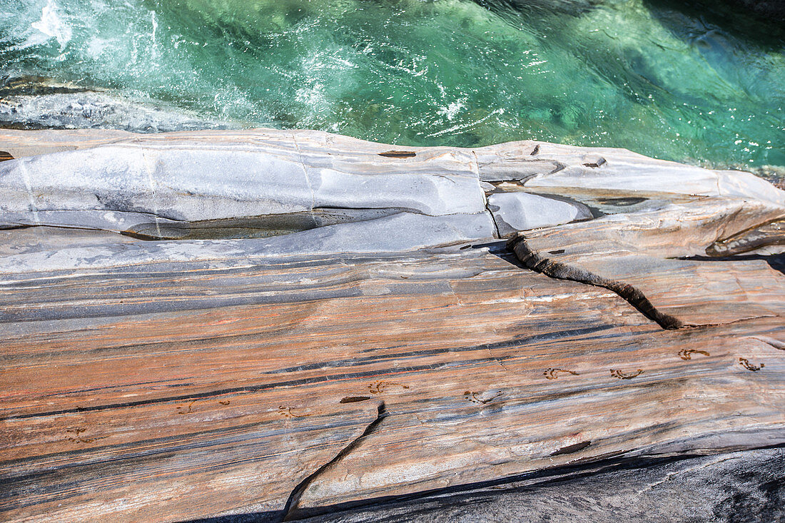 Colorful rock on a river, Valle Verzasca, Ticino, Switzerland