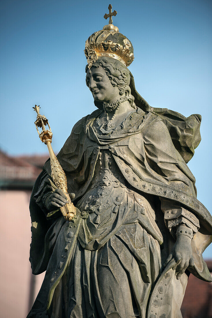 statue of canonised Kunigunde next to old town hall, Bamberg, Frankonia Region, Bavaria, Germany, UNESCO World Heritage