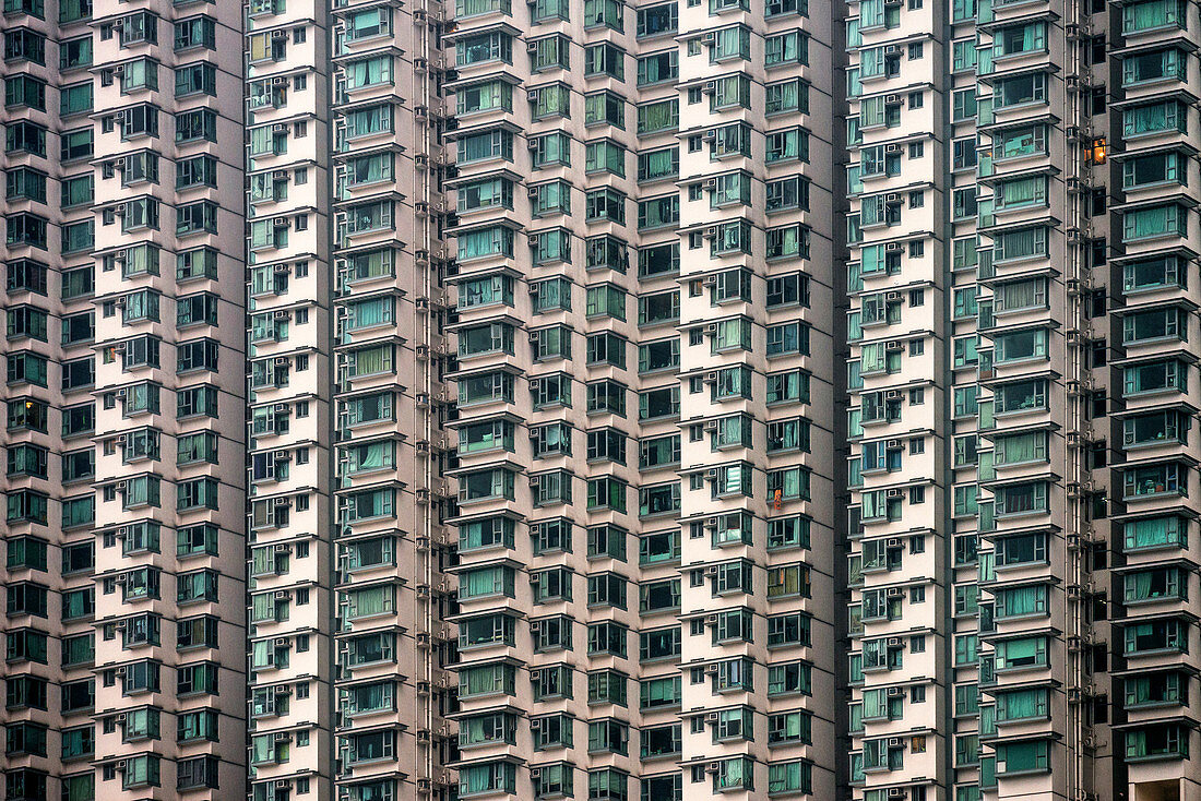 Detail Hochhaus Wohnungen auf Lamma Insel, Hongkong, China, Asien