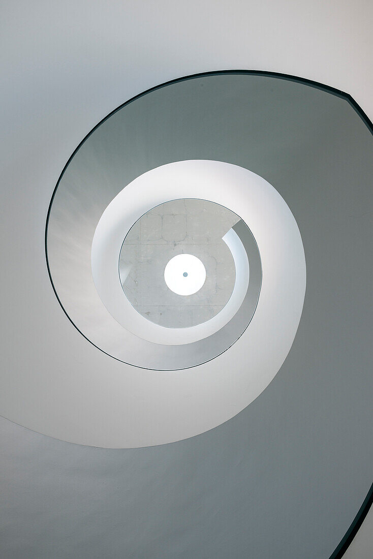 spiral stairway at New Museum, Nuremberg, Frankonia Region, Bavaria, Germany