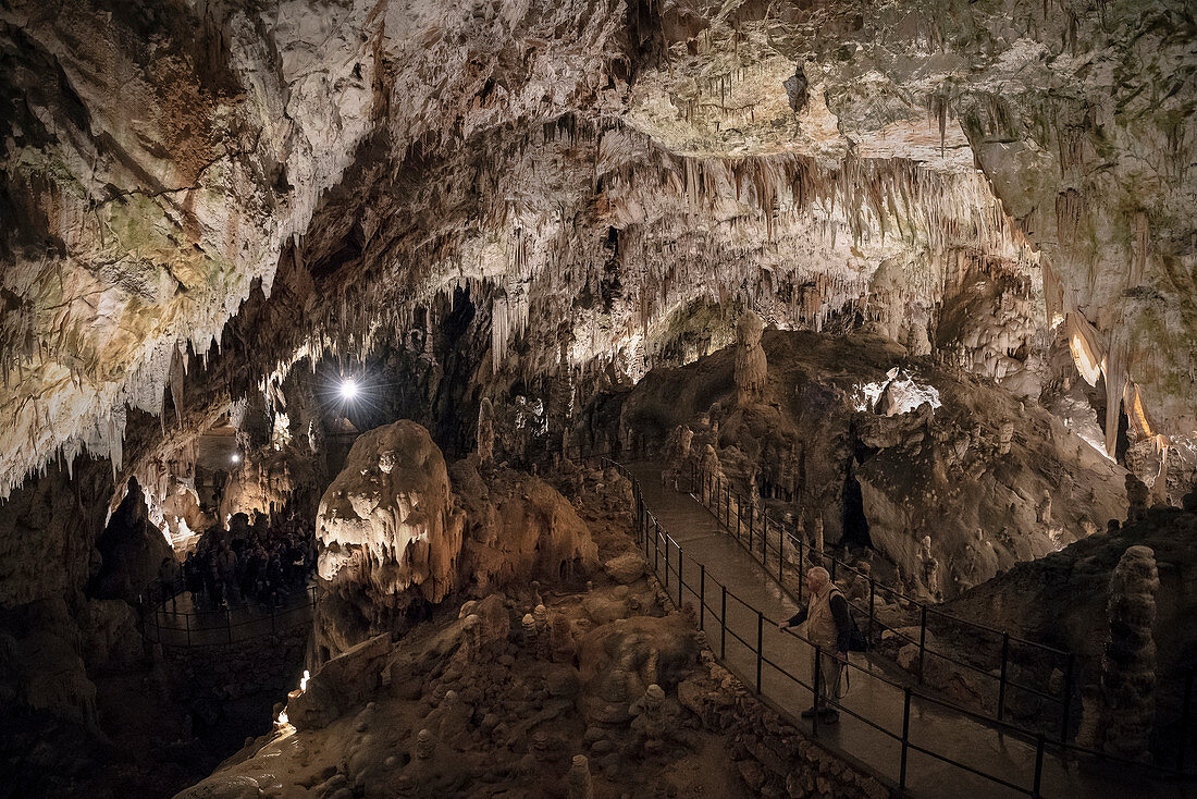 impressive dripstone formations at Postojna Cave, Slovenia, Europe