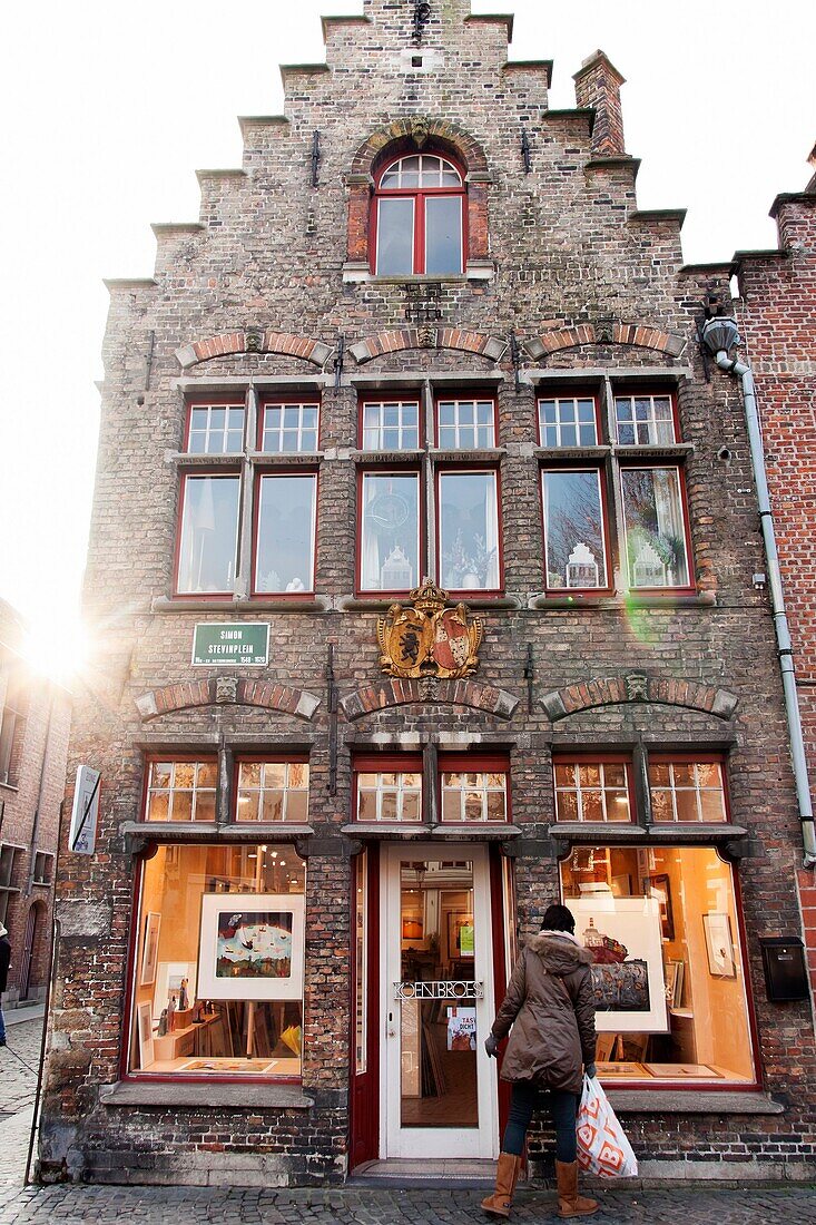 Typical street in Bruges, Belgium.