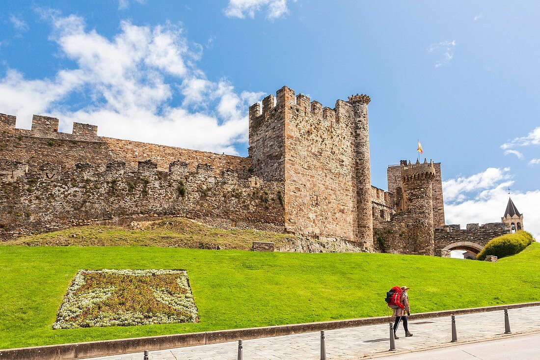 Los Templarios Castle in Ponferrada, Way of St. James, Leon, Spain.