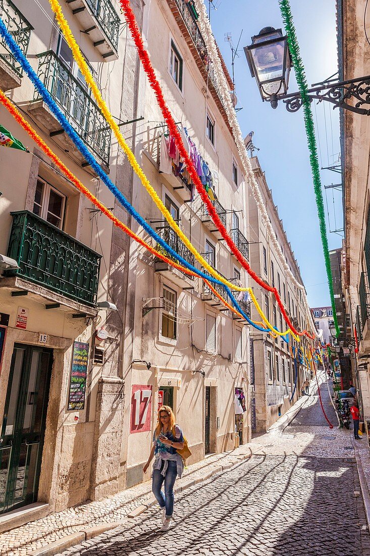 Street in the Barrio Alto, Lisboa, Portugal.