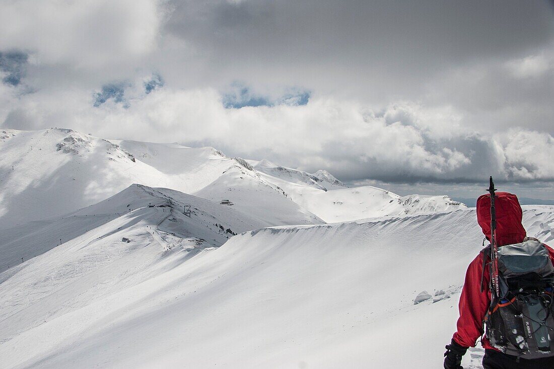 A mountaineer on Chelmos mountain. Achaia, Peloponnese, Greece.