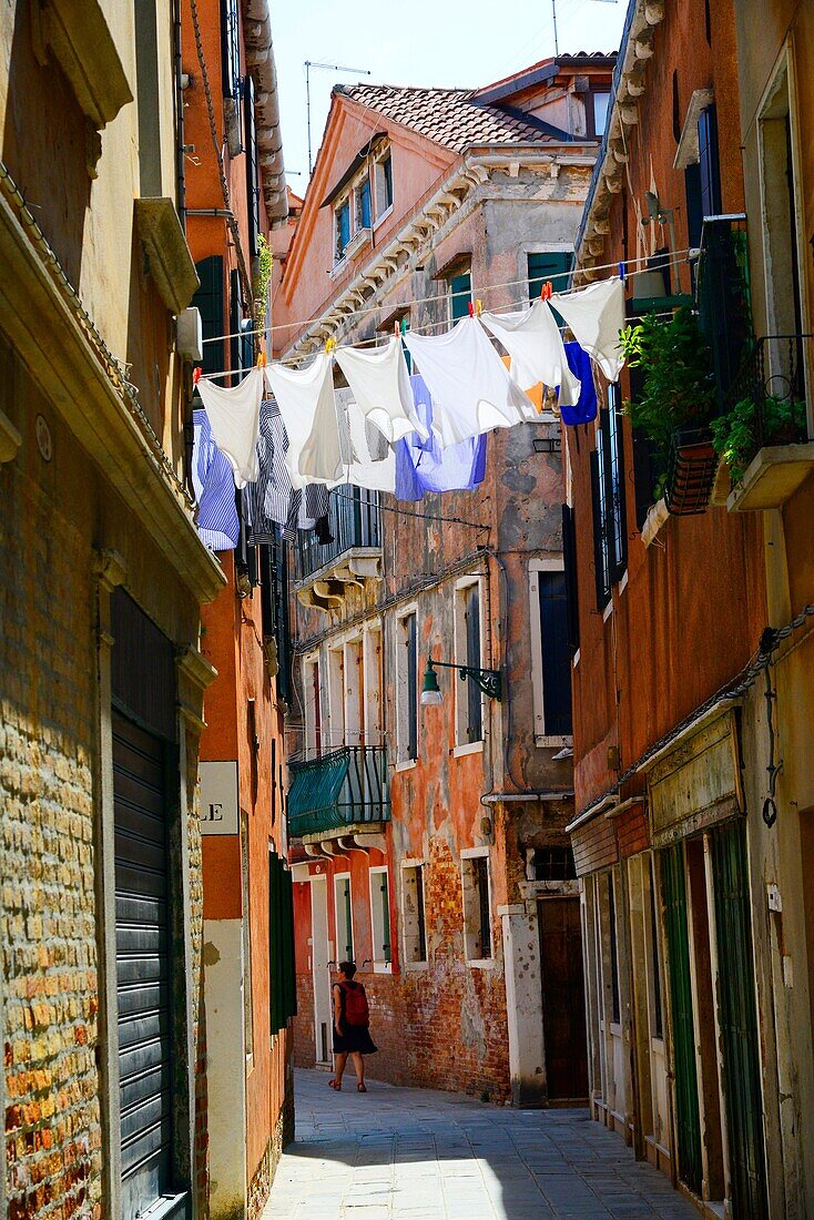 Hanging Laundry Castello Venice Italy IT Europe EU.