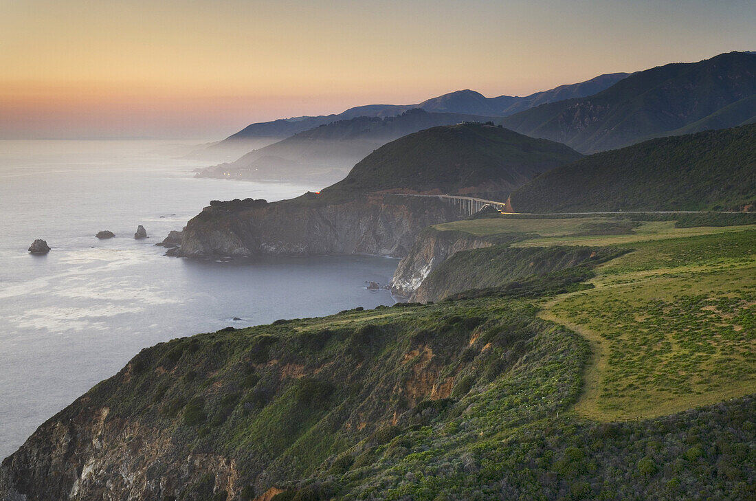 Classic view of the rugged coastal headlands of Big Sur California.