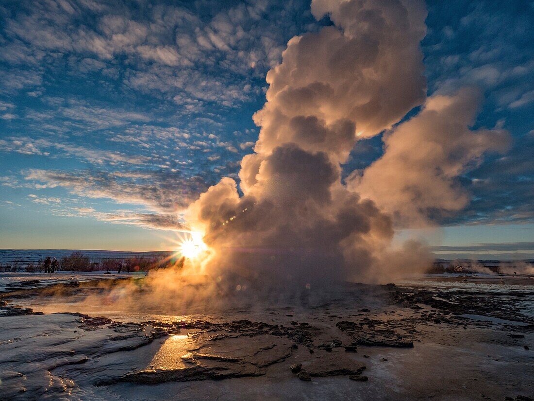 Iceland Geysir Eruption.