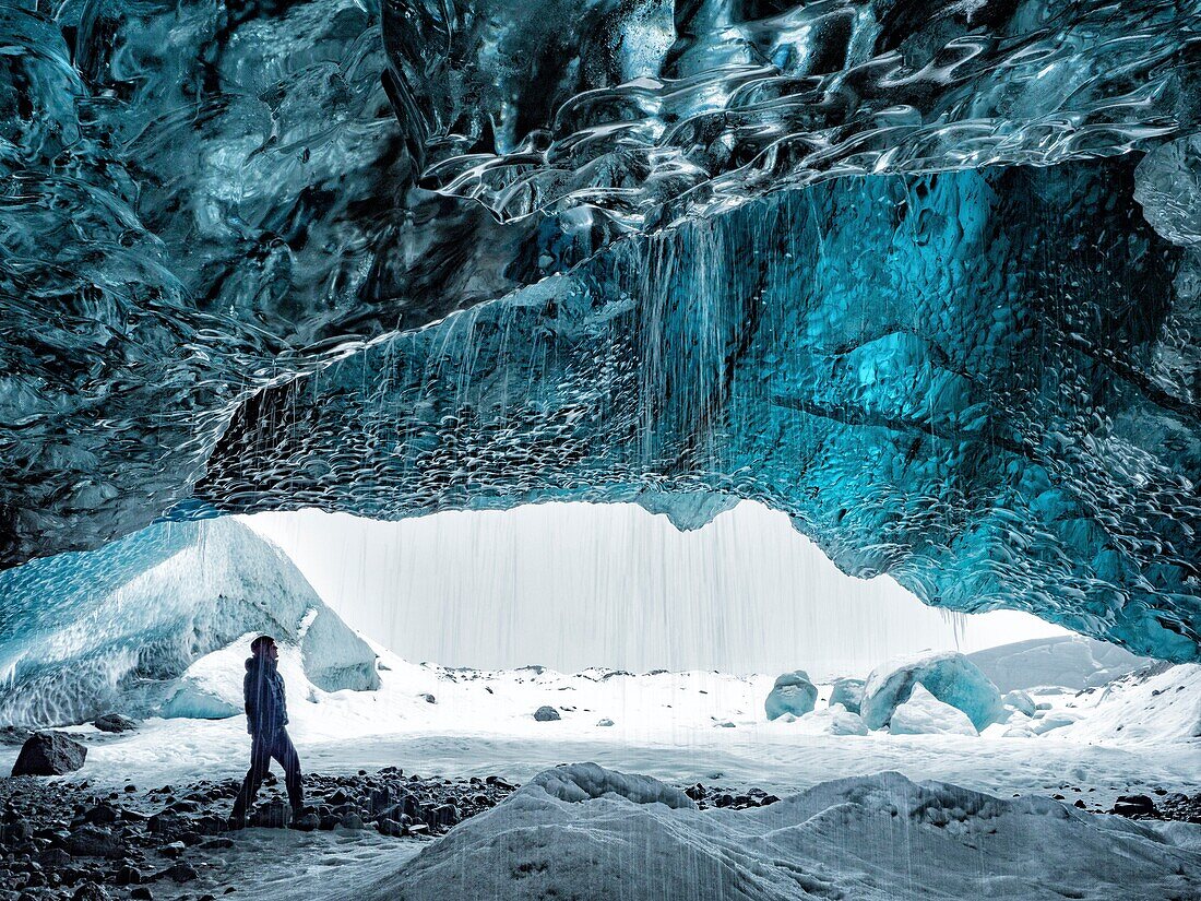 Iceland Ice Cave Exploration.