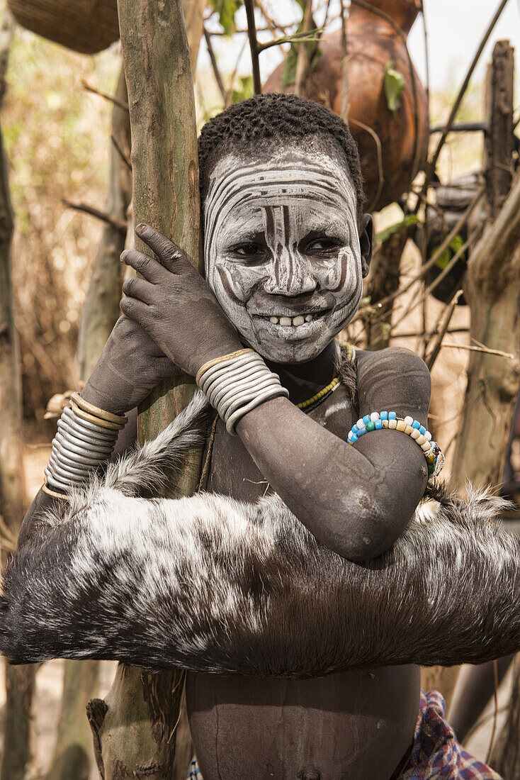 Mursi boy in the Lower Omo Valley of Ethiopia.