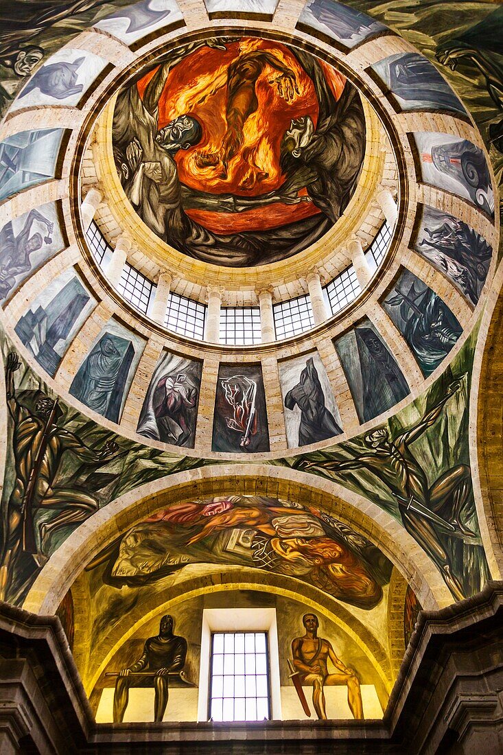 Allegory of The Man of Fire (1936-39), monumental frescoes by José Clemente Orozco, Hospicio Cabanas, Guadalajara, Jalisco, Mexico
