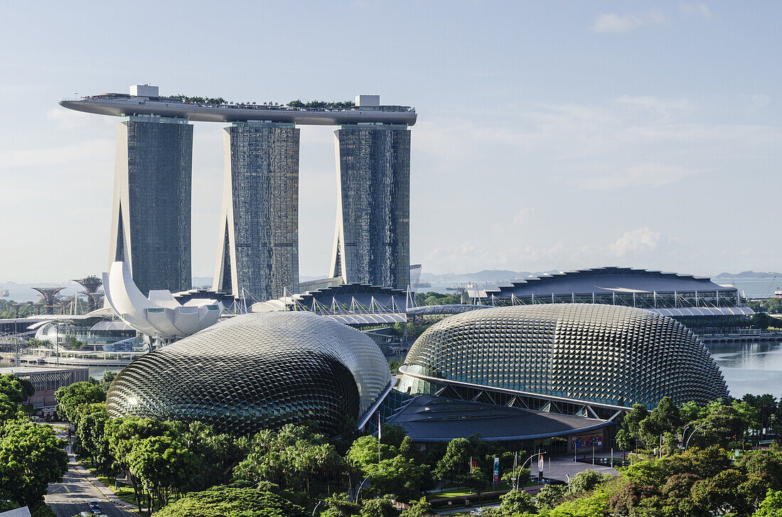 Marina Bay Sands and the Esplanade Theatres on the Bay, Singapore.