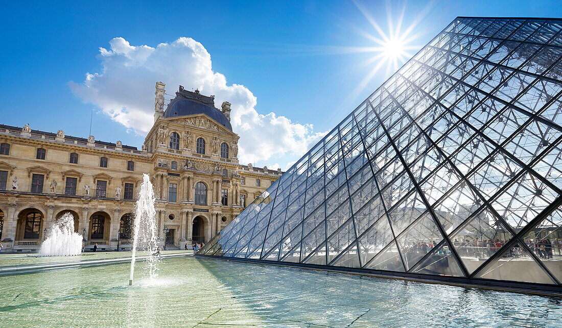 Glass pyramid Louvre Museum, Paris, France.