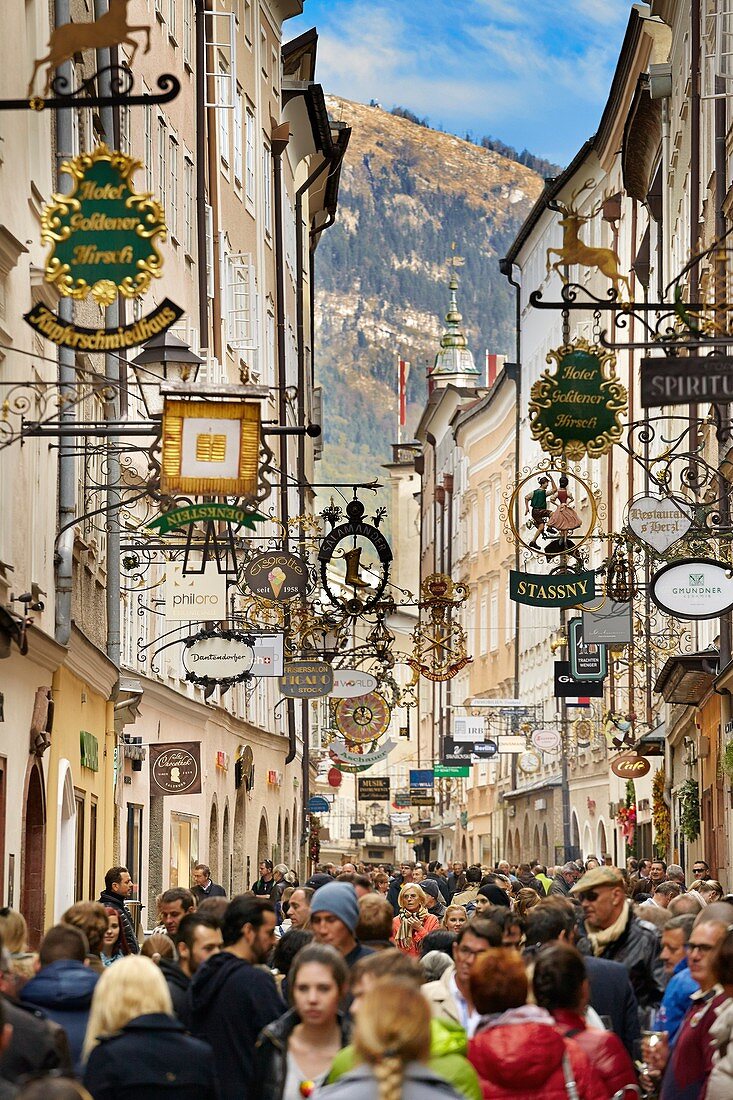 Getreidegasse Street, Salzburg, Austria.