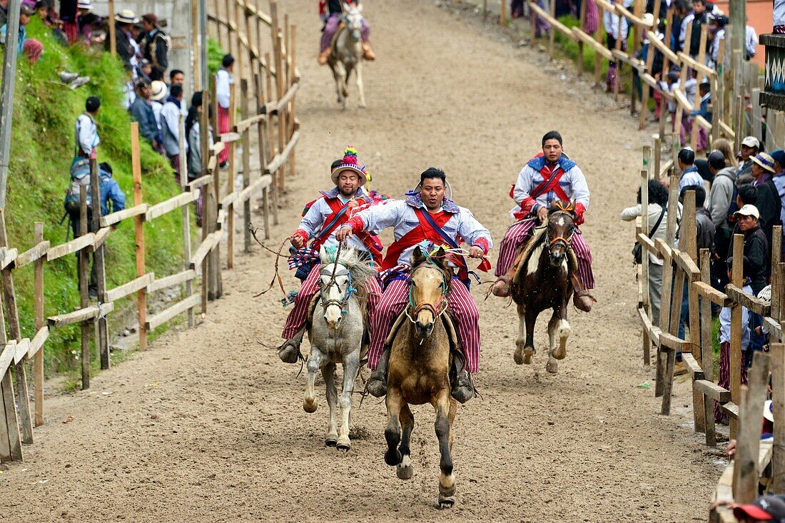 Horse races in Todos Santos Cuchumatan for the All Saint Day Festival on november 1, Guatemala, Central America.